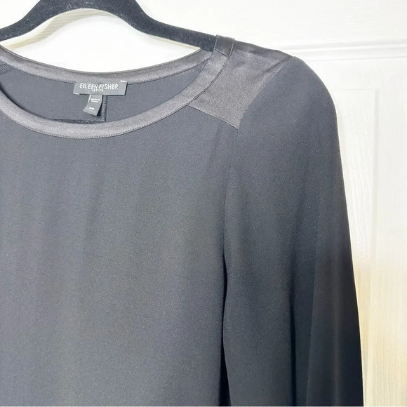 EILEEN FISHER 100% Silk Crepe Georgette Long Sleeve Tunic/Dress Size PP (2-4P) - Picture 2 of 7